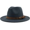 Simple Church Hat Suede Belt Woolen Hat British Style Fedora Hat Wide Brim Hat Women's Autumn And Winter Top Hat